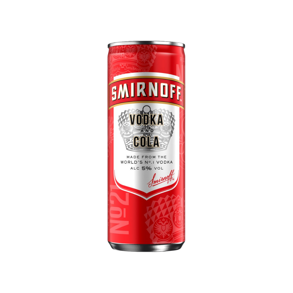 SMIRNOFF VODKA & COLA CANS 12 X 250ML