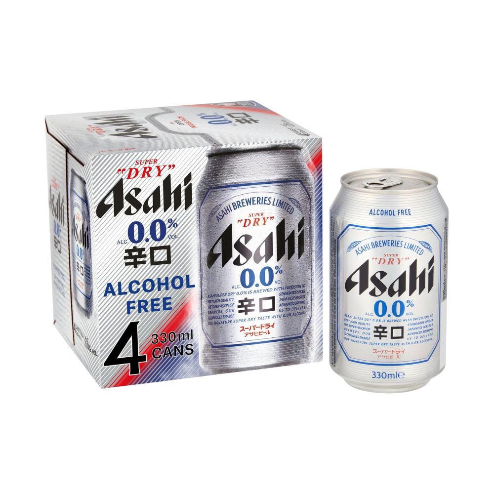 ASAHI 0,0 SUPER DRY ALCOHOL FREE CAN 4 PACK