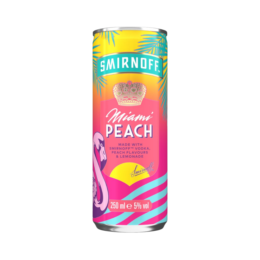 SMIRNOFF MIAMI PEACH VODKA & LEMONADE CANS 12 X 250ML