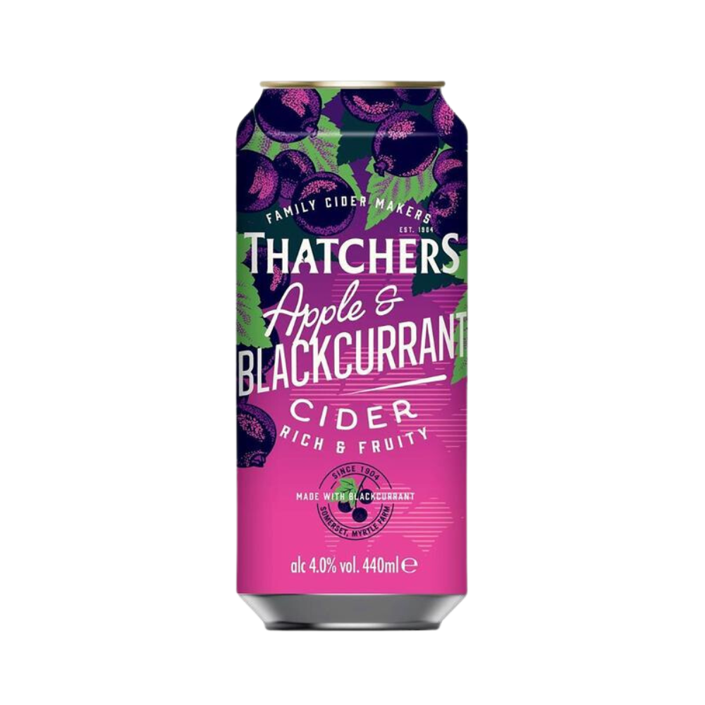 THATCHERS APPLE & BLACKCURRANT CIDER CAN 4 PACK