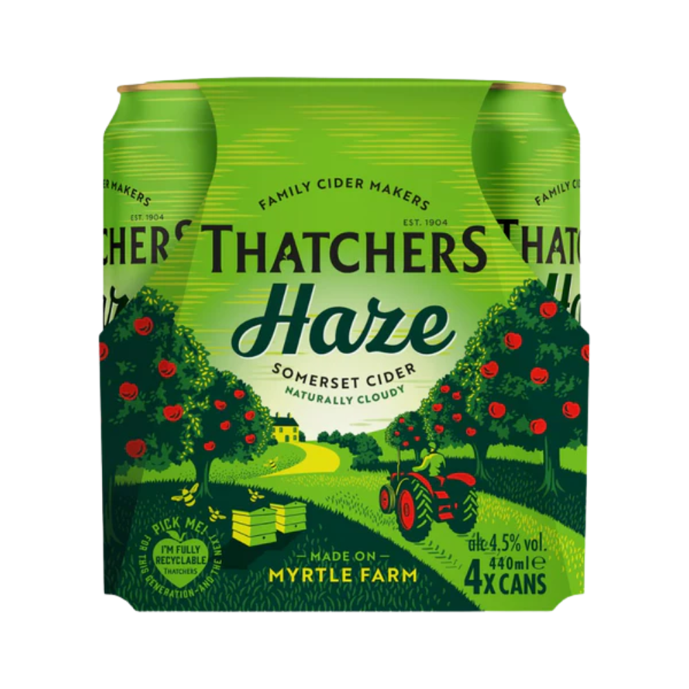 THATCHERS HAZE CIDER 440ML CAN 4 PACK