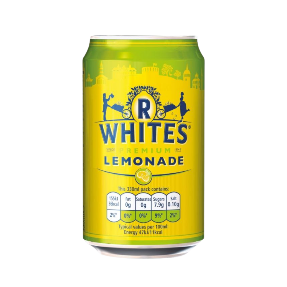 R WHITES LEMONADE CAN 330 ML