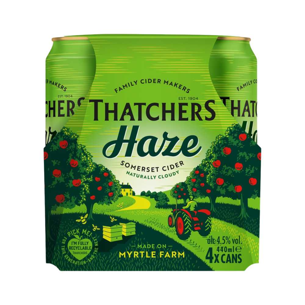 THATCHERS HAZE CIDER 440 ML CAN 4 PACK